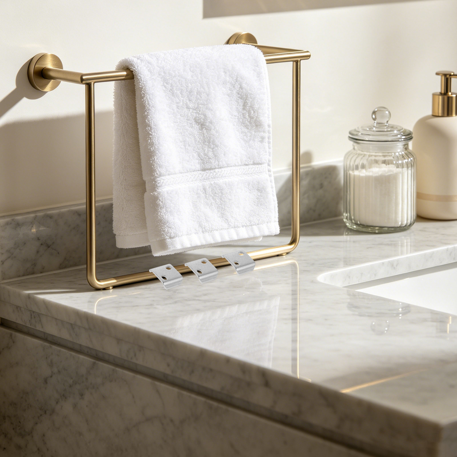 4個入り浴室タオルラック取り付け金具 ステンレス製厚みのある - Towel Bar Stainless のレビューと価格