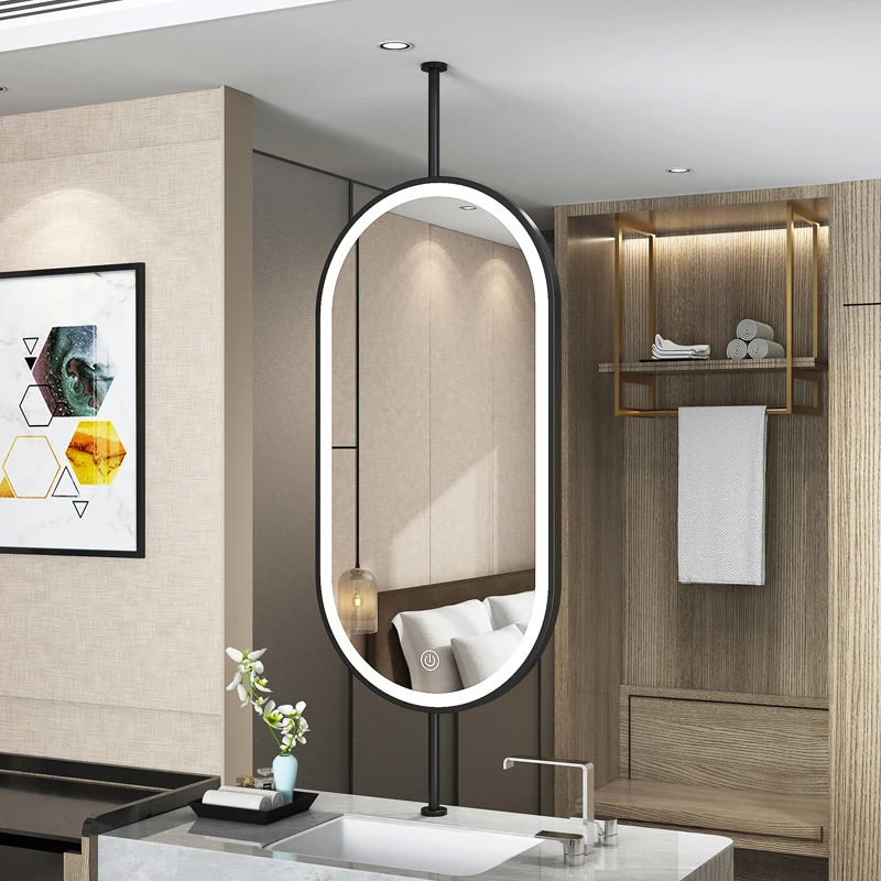 サイズ60x90cm天井楕円形吊り下げミラー現代的なシンプル - Home Bathroom Furniture のレビューと価格