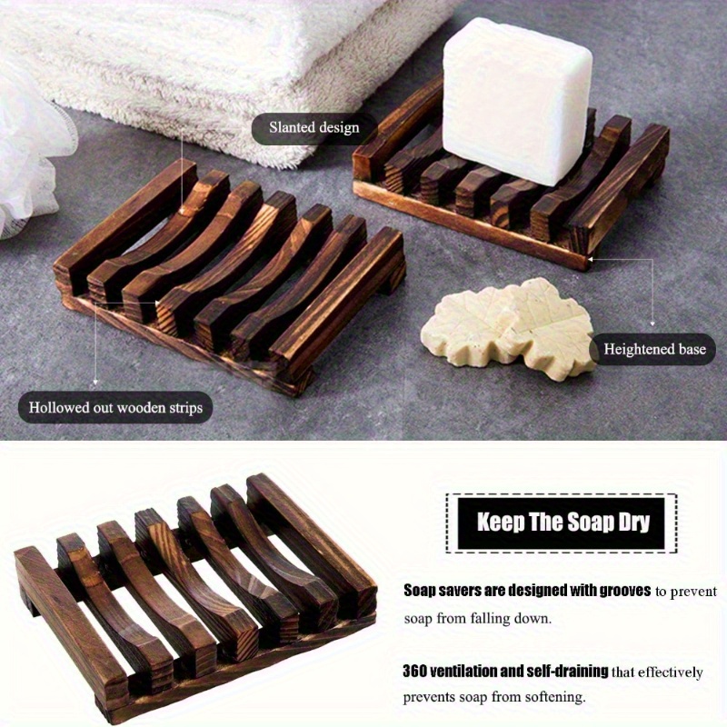1個入り天然木製ソープディッシュホルダー、通気孔付き自己排水 - Home Bathroom Vent のレビューと価格