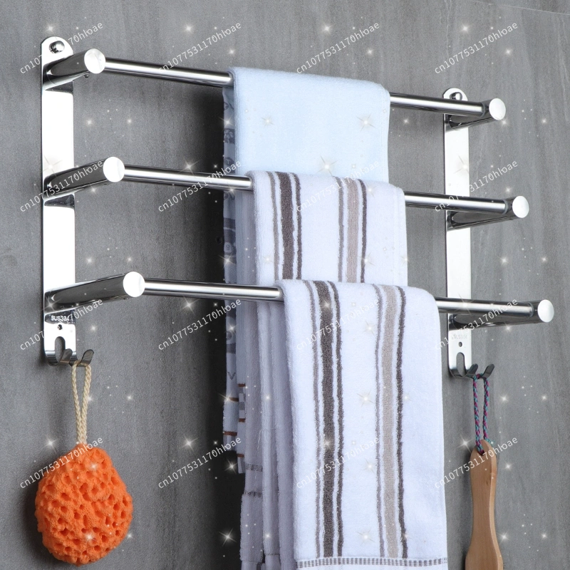 タオルバー ドリル不要 引き込み式 バスルーム ダブルロッド - Towel Bar Stainless のレビューと価格